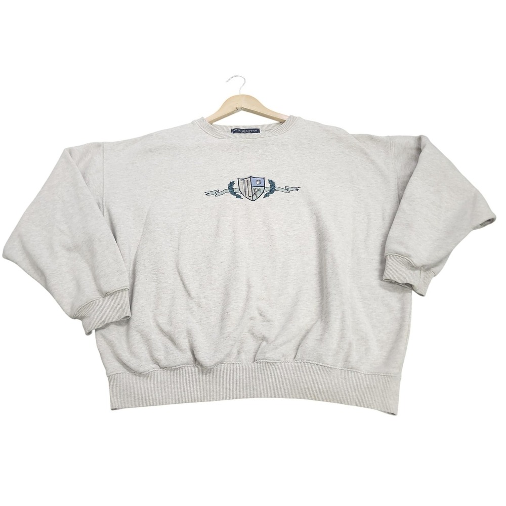 Vintage Cape Isle Knitters Sweatshirt Mens XL Gray Golf Crest Fleece Pullover